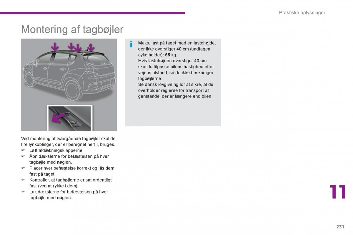 Peugeot 3008 Hybrid Bilens instruktionsbog / page 233