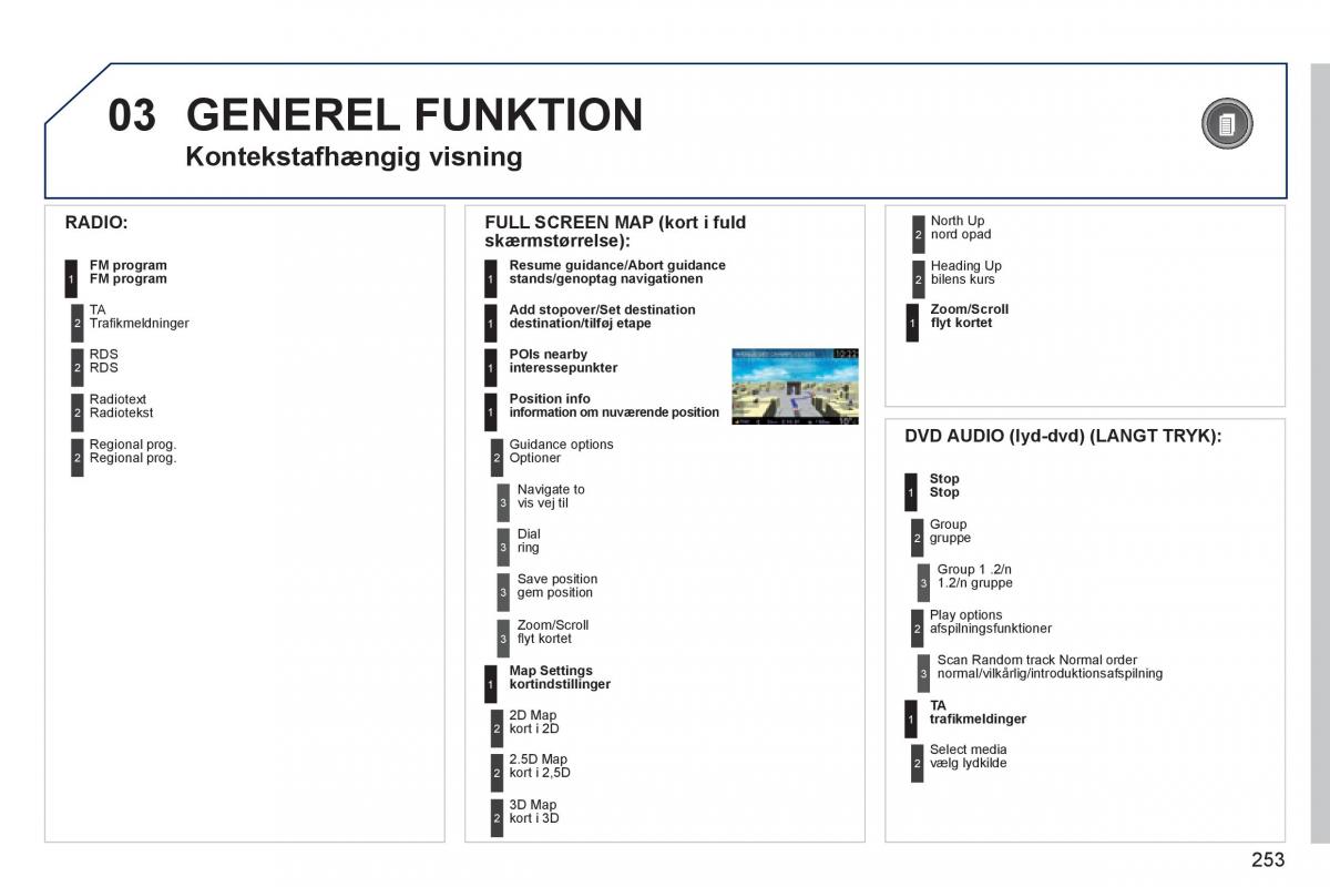 Peugeot 3008 Hybrid Bilens instruktionsbog / page 255