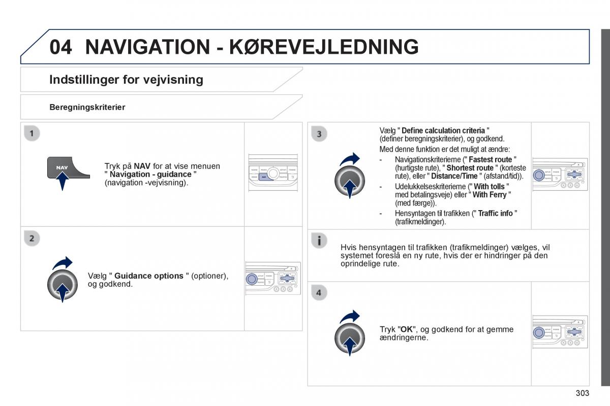 Peugeot 3008 Hybrid Bilens instruktionsbog / page 305