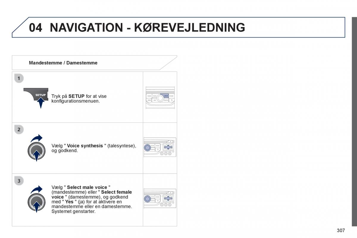 Peugeot 3008 Hybrid Bilens instruktionsbog / page 309