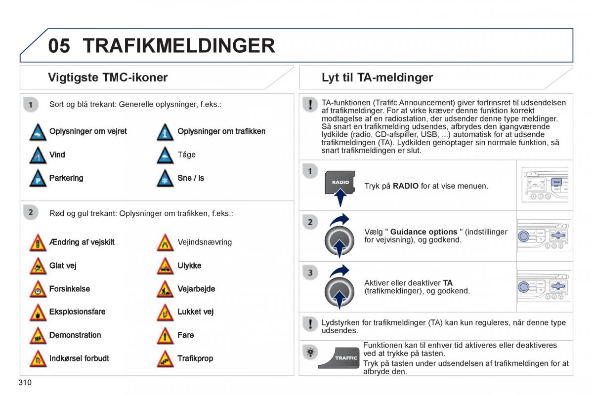 Peugeot 3008 Hybrid Bilens instruktionsbog / page 312