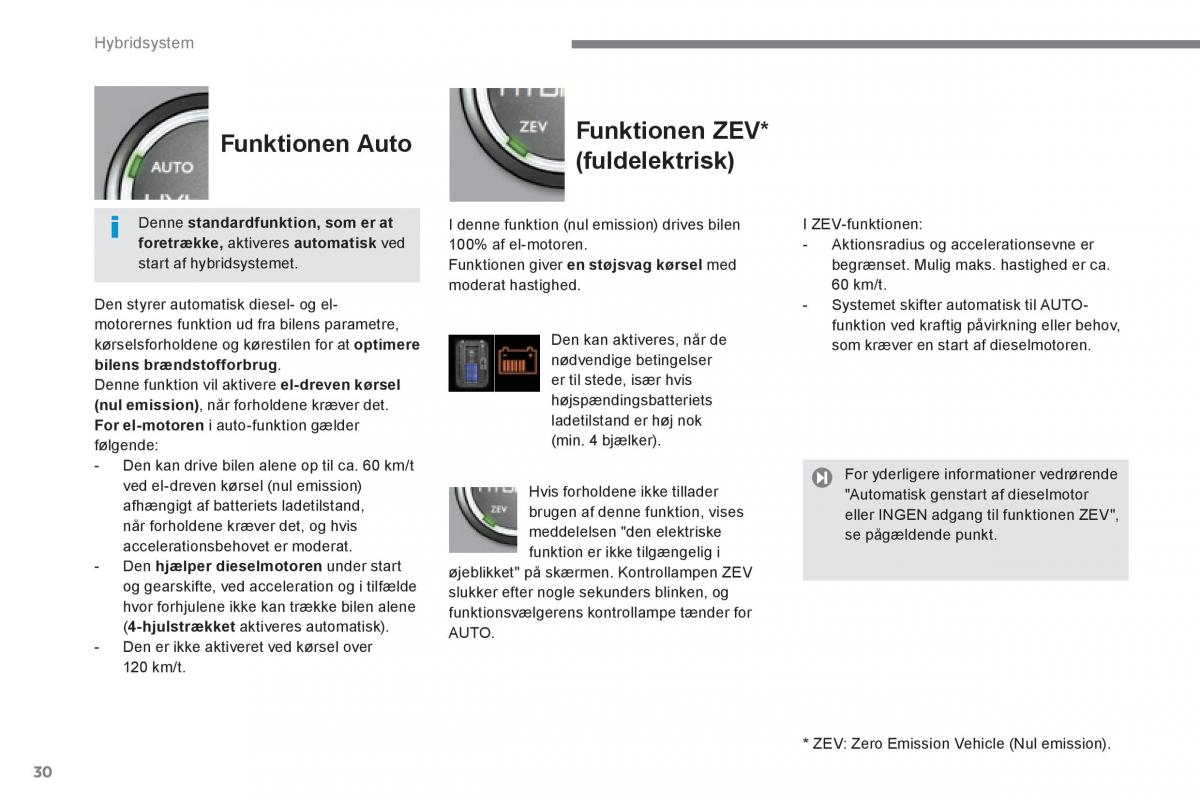 Peugeot 3008 Hybrid Bilens instruktionsbog / page 32