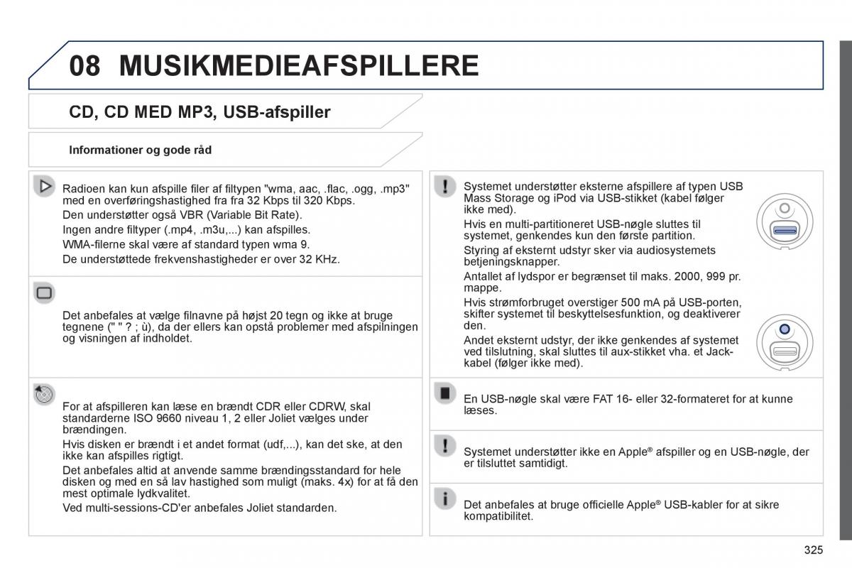 Peugeot 3008 Hybrid Bilens instruktionsbog / page 327