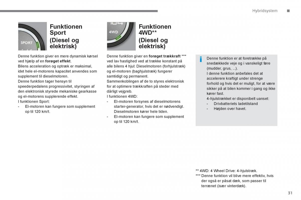 Peugeot 3008 Hybrid Bilens instruktionsbog / page 33