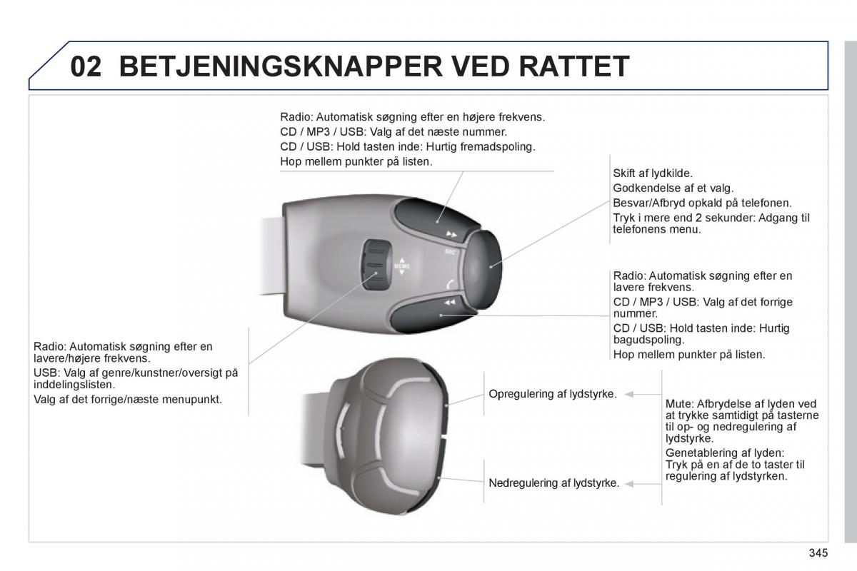 Peugeot 3008 Hybrid Bilens instruktionsbog / page 347