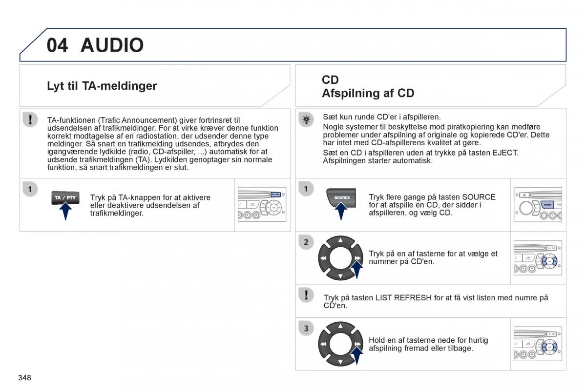 Peugeot 3008 Hybrid Bilens instruktionsbog / page 350