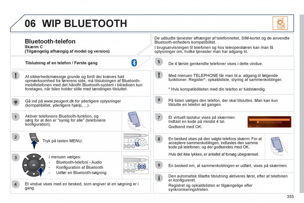 Peugeot 3008 Hybrid Bilens instruktionsbog / page 355