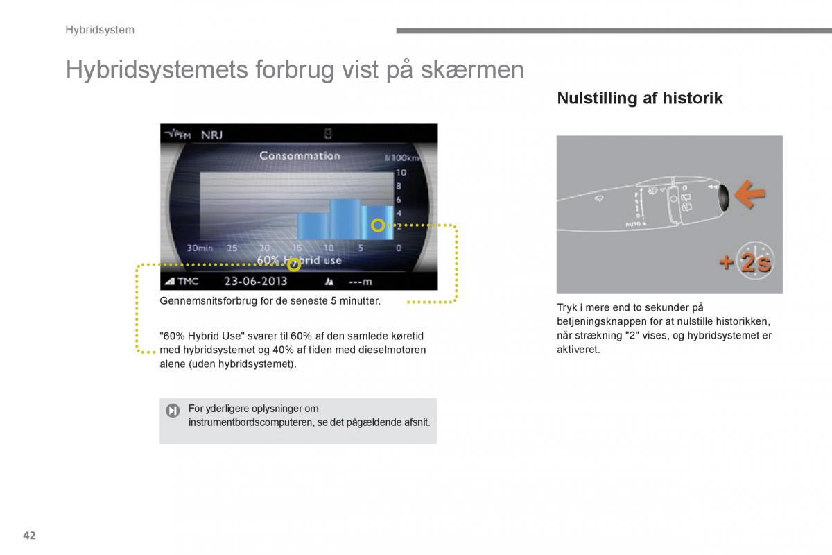 Peugeot 3008 Hybrid Bilens instruktionsbog / page 44