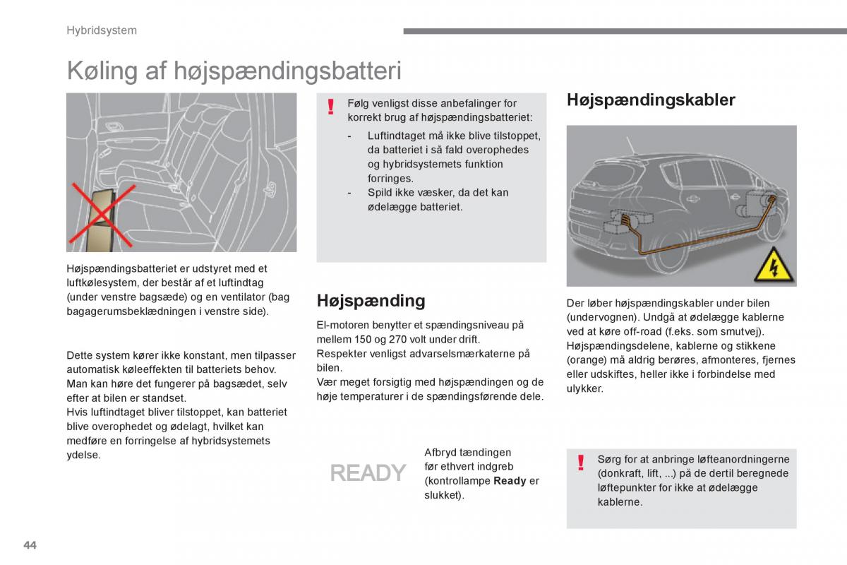 Peugeot 3008 Hybrid Bilens instruktionsbog / page 46