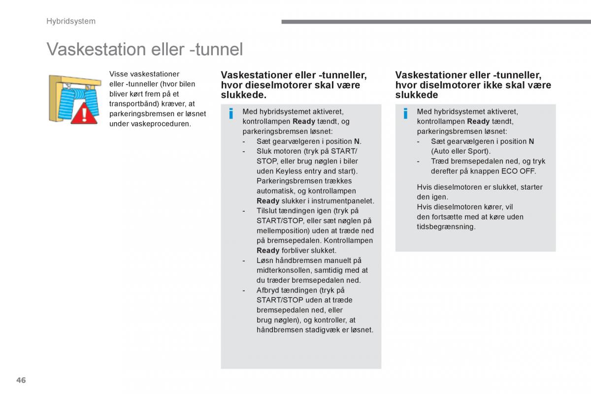 Peugeot 3008 Hybrid Bilens instruktionsbog / page 48