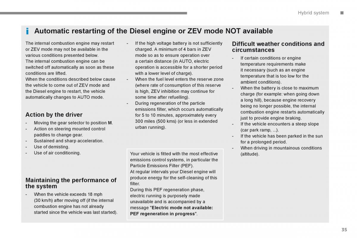 Peugeot 3008 Hybrid owners manual / page 37