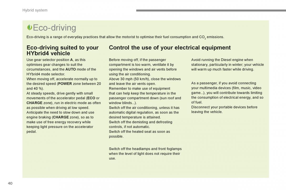 Peugeot 3008 Hybrid owners manual / page 42