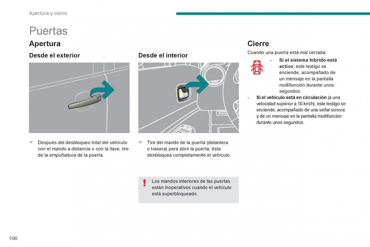 Peugeot 3008 Hybrid manual del propietario / page 102