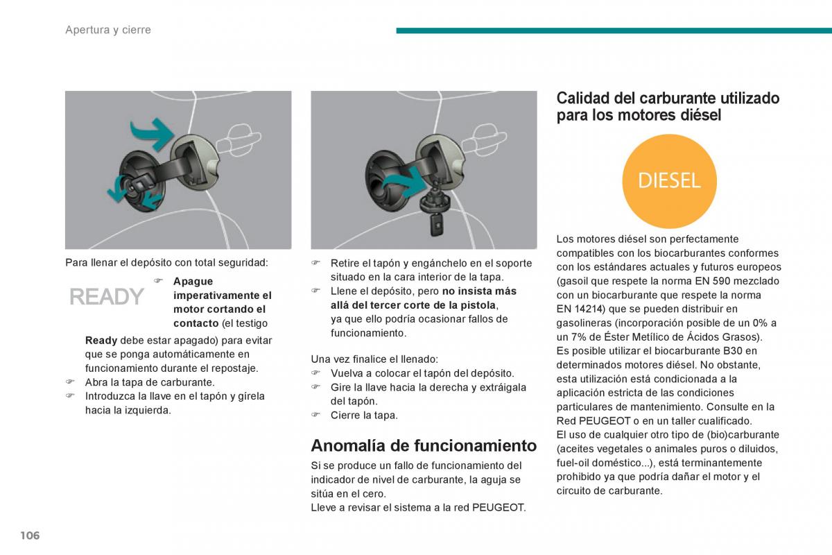 Peugeot 3008 Hybrid manual del propietario / page 108