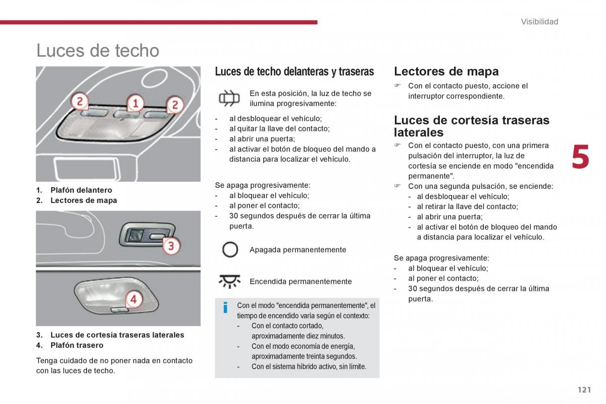 Peugeot 3008 Hybrid manual del propietario / page 123