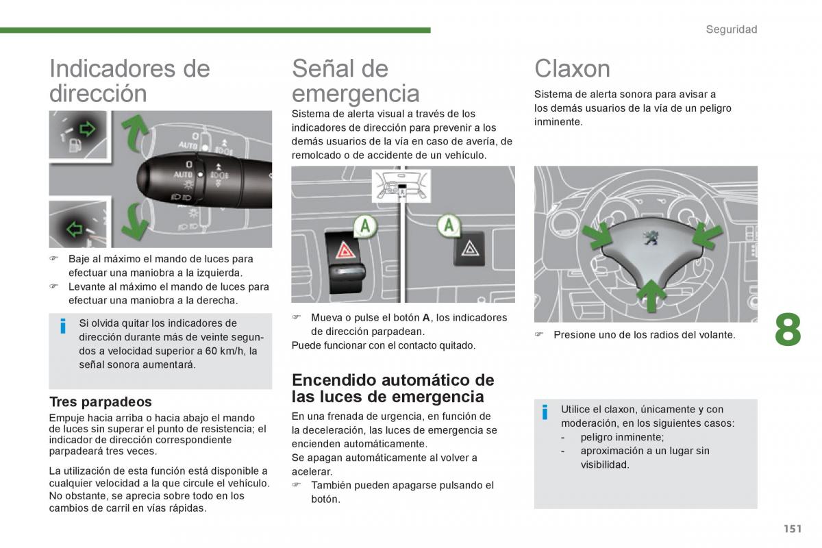 Peugeot 3008 Hybrid manual del propietario / page 153