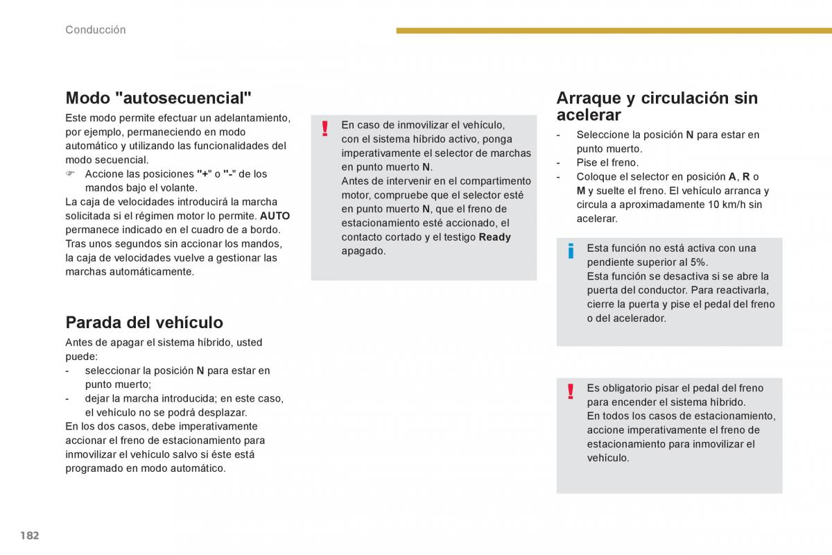 Peugeot 3008 Hybrid manual del propietario / page 184