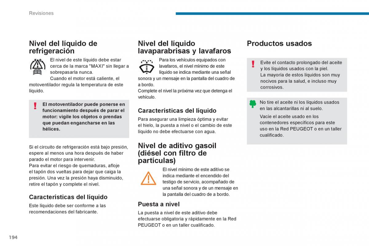 Peugeot 3008 Hybrid manual del propietario / page 196