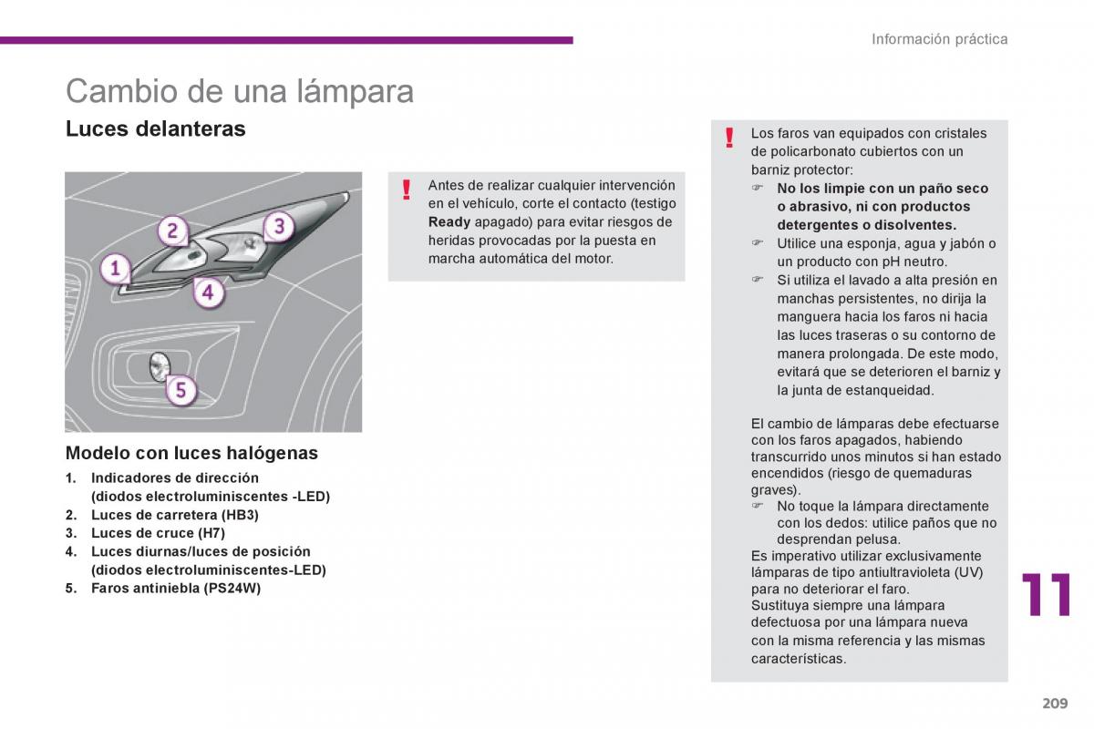 Peugeot 3008 Hybrid manual del propietario / page 211