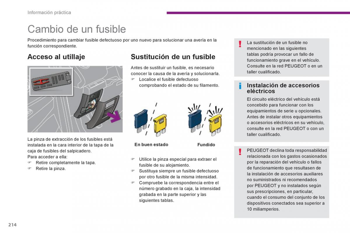 Peugeot 3008 Hybrid manual del propietario / page 216