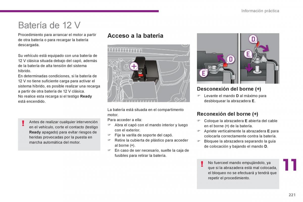 Peugeot 3008 Hybrid manual del propietario / page 223