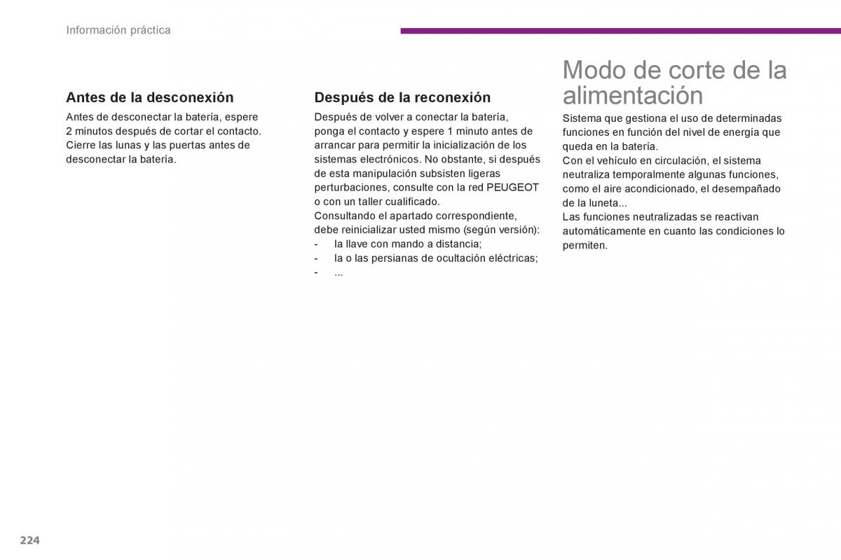 Peugeot 3008 Hybrid manual del propietario / page 226