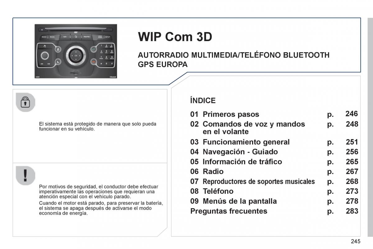 Peugeot 3008 Hybrid manual del propietario / page 247