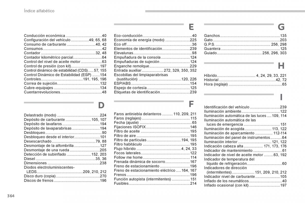 Peugeot 3008 Hybrid manual del propietario / page 366