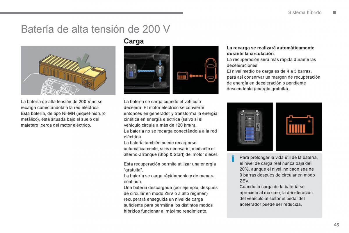 Peugeot 3008 Hybrid manual del propietario / page 45