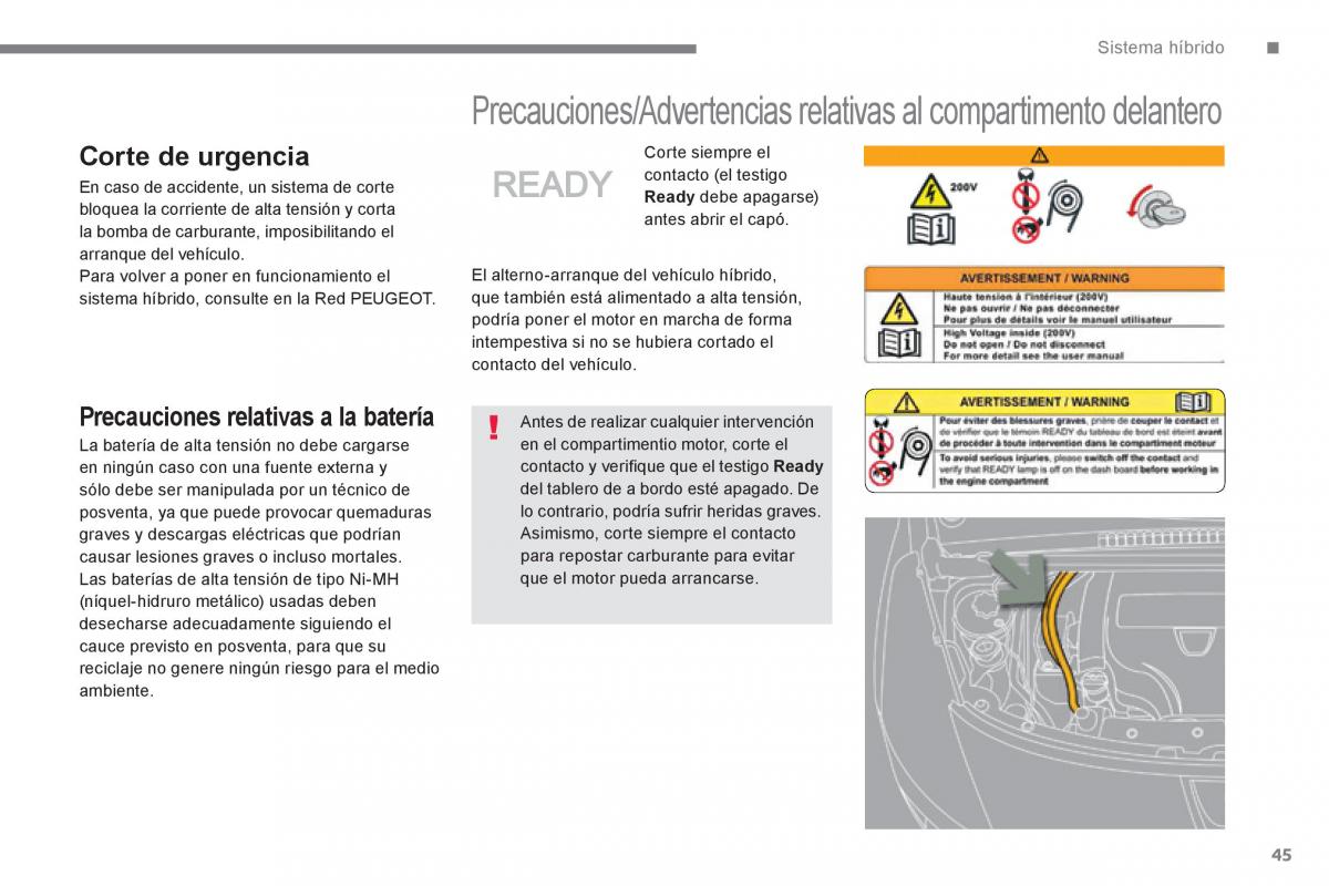 Peugeot 3008 Hybrid manual del propietario / page 47