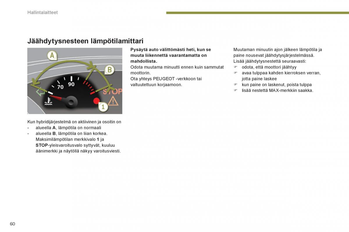 Peugeot 3008 Hybrid omistajan kasikirja / page 62