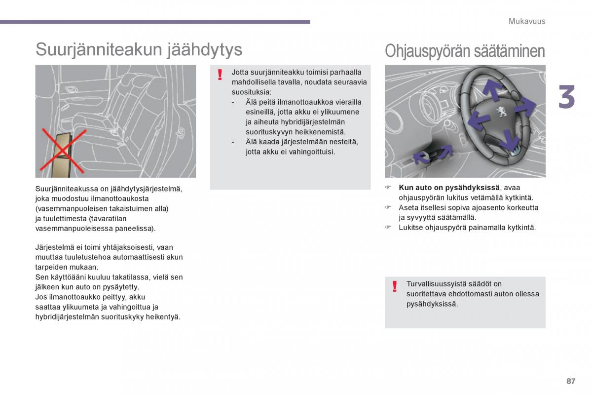 Peugeot 3008 Hybrid omistajan kasikirja / page 89