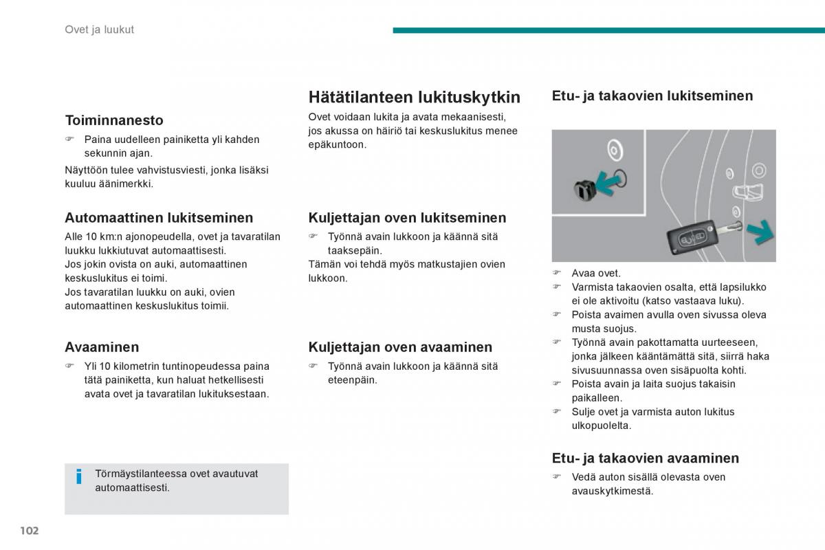 Peugeot 3008 Hybrid omistajan kasikirja / page 104