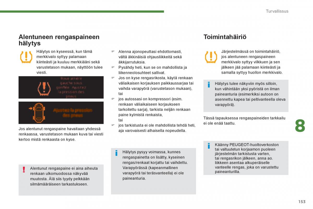 Peugeot 3008 Hybrid omistajan kasikirja / page 155