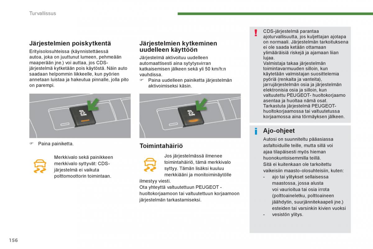 Peugeot 3008 Hybrid omistajan kasikirja / page 158