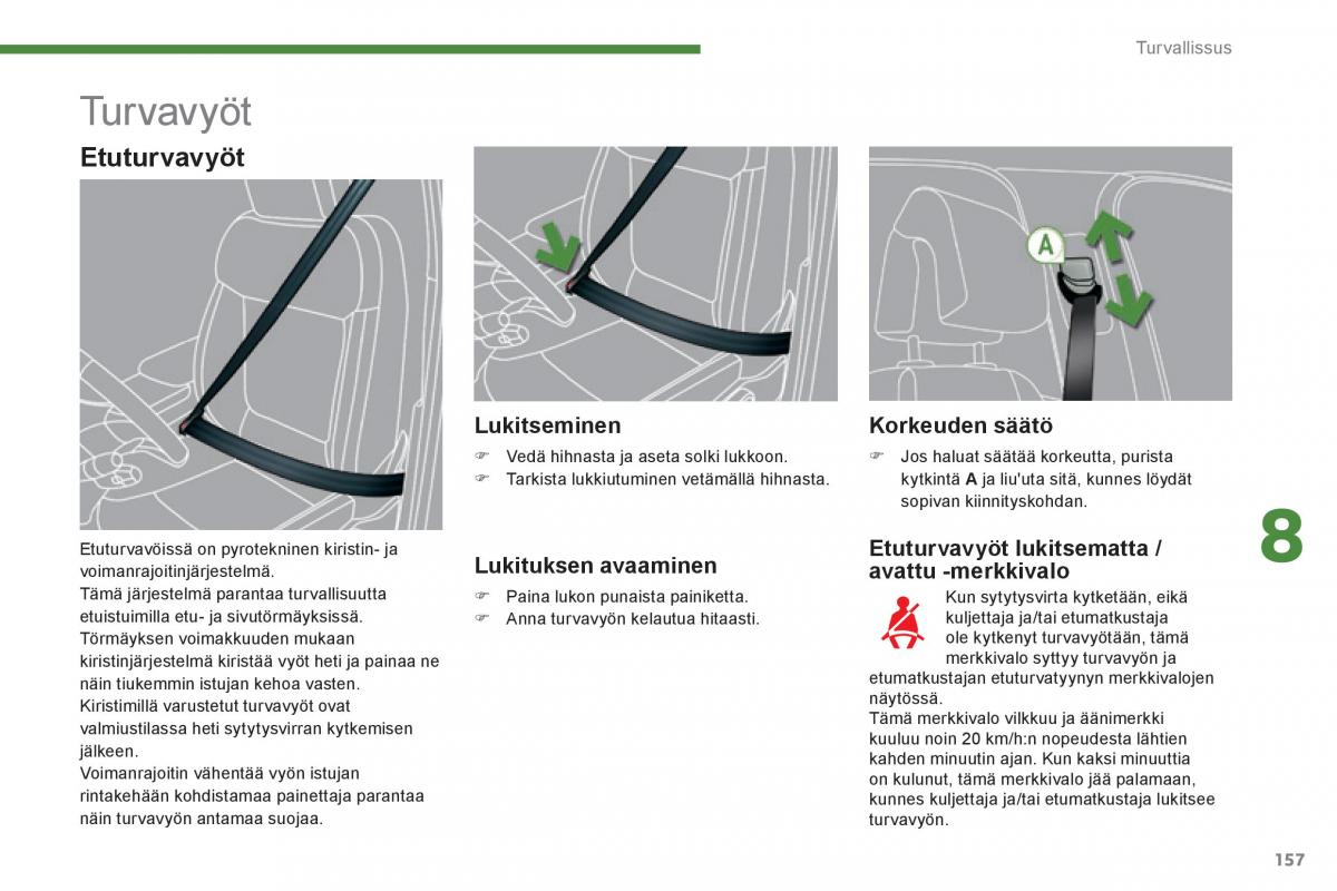 Peugeot 3008 Hybrid omistajan kasikirja / page 159