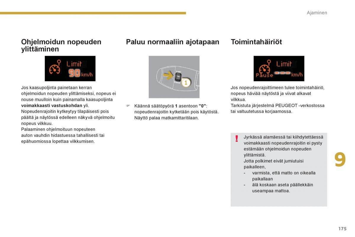 Peugeot 3008 Hybrid omistajan kasikirja / page 177