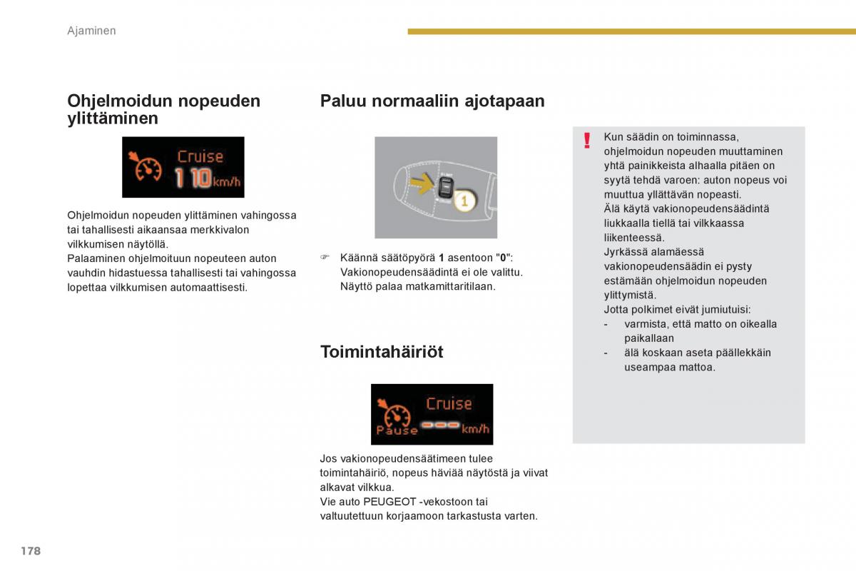 Peugeot 3008 Hybrid omistajan kasikirja / page 180