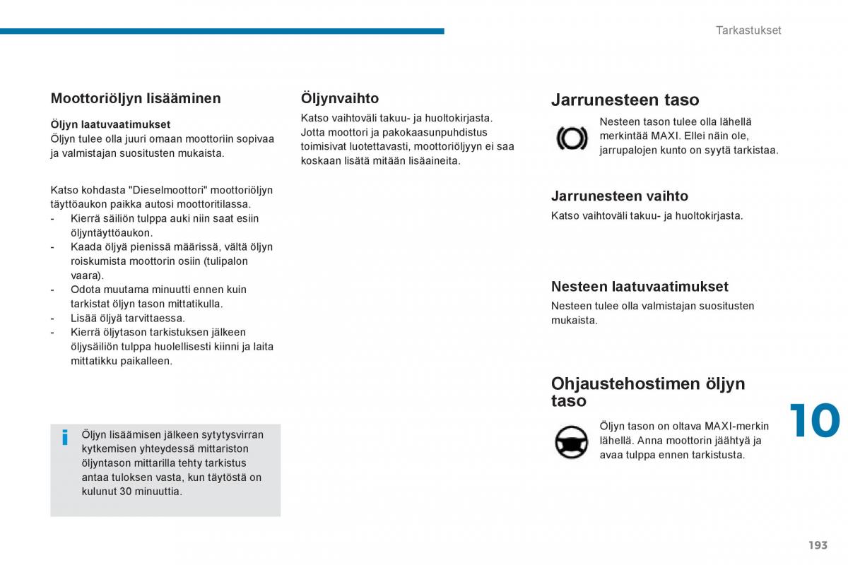 Peugeot 3008 Hybrid omistajan kasikirja / page 195