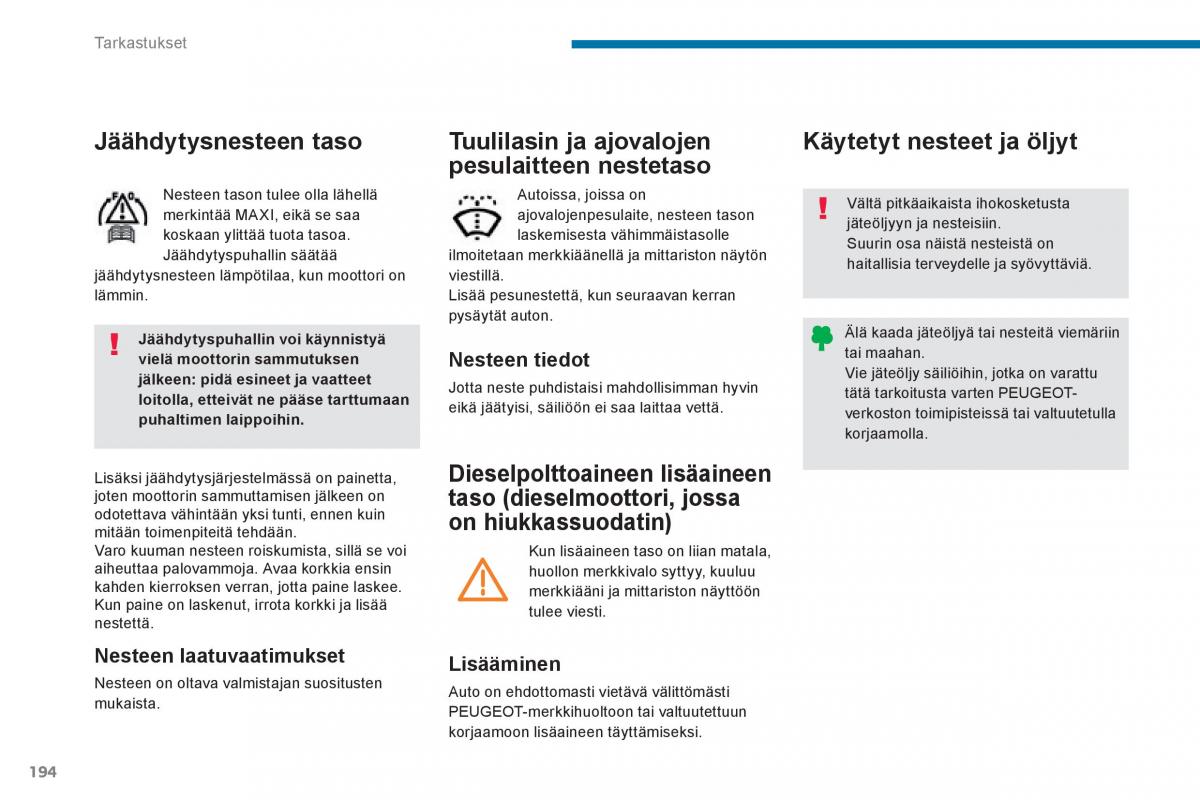 Peugeot 3008 Hybrid omistajan kasikirja / page 196