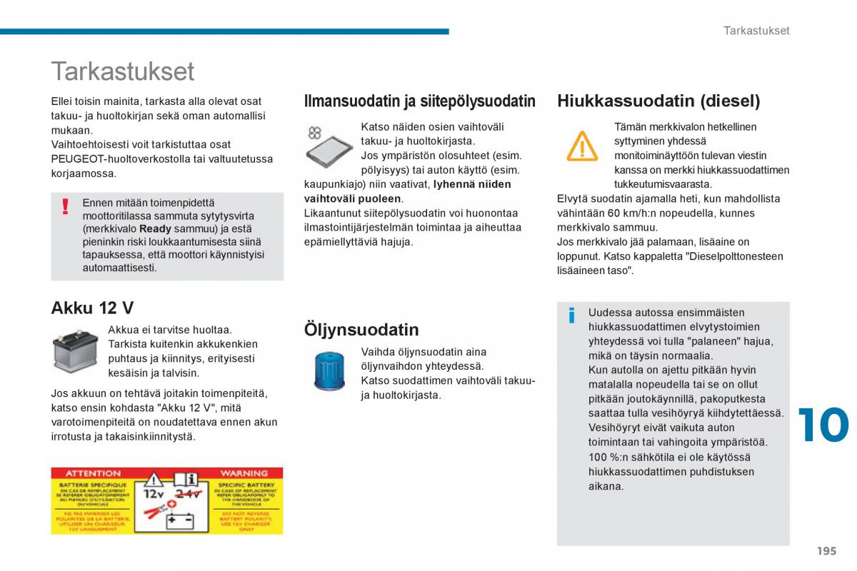 Peugeot 3008 Hybrid omistajan kasikirja / page 197