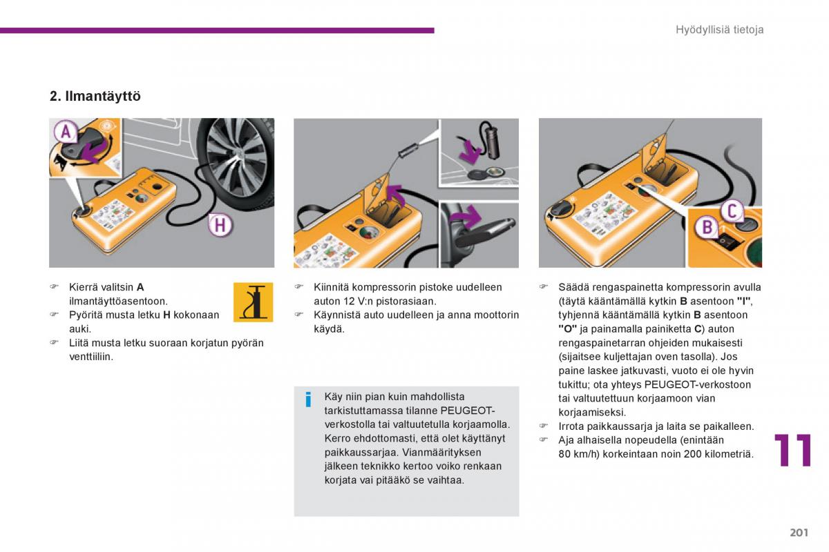 Peugeot 3008 Hybrid omistajan kasikirja / page 203