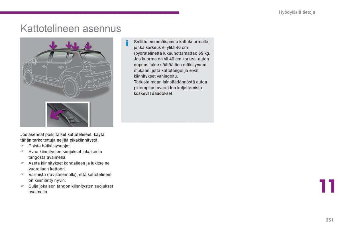 Peugeot 3008 Hybrid omistajan kasikirja / page 233