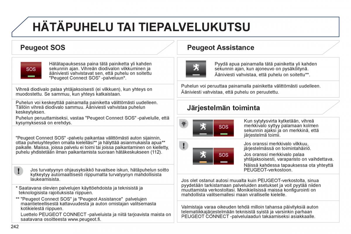 Peugeot 3008 Hybrid omistajan kasikirja / page 244