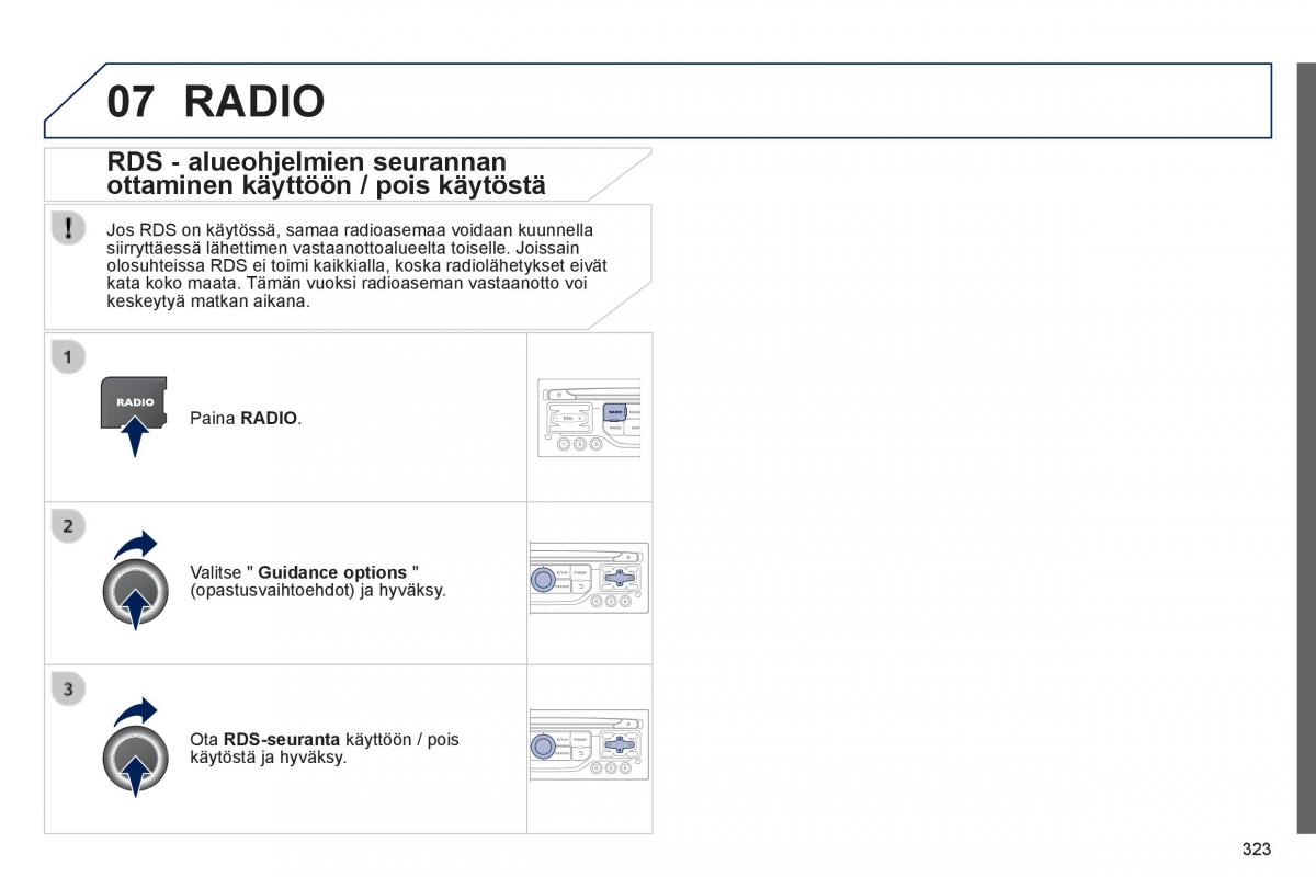 Peugeot 3008 Hybrid omistajan kasikirja / page 325