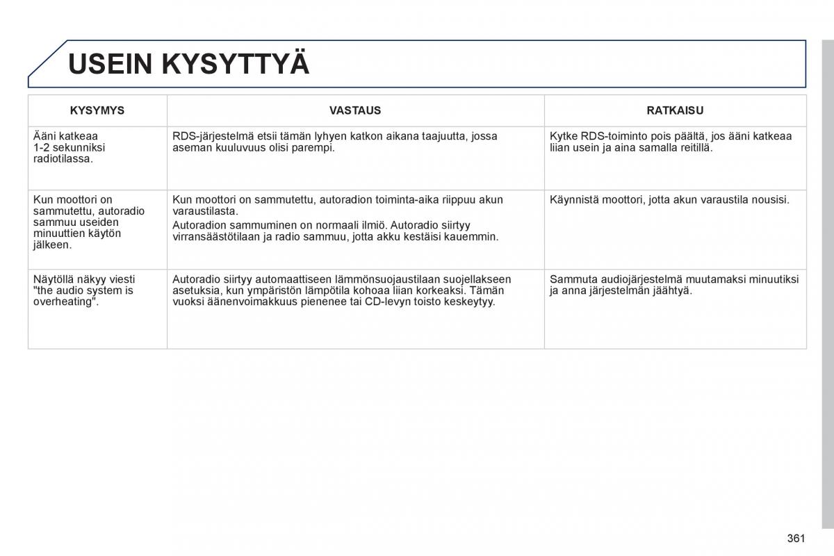 Peugeot 3008 Hybrid omistajan kasikirja / page 363