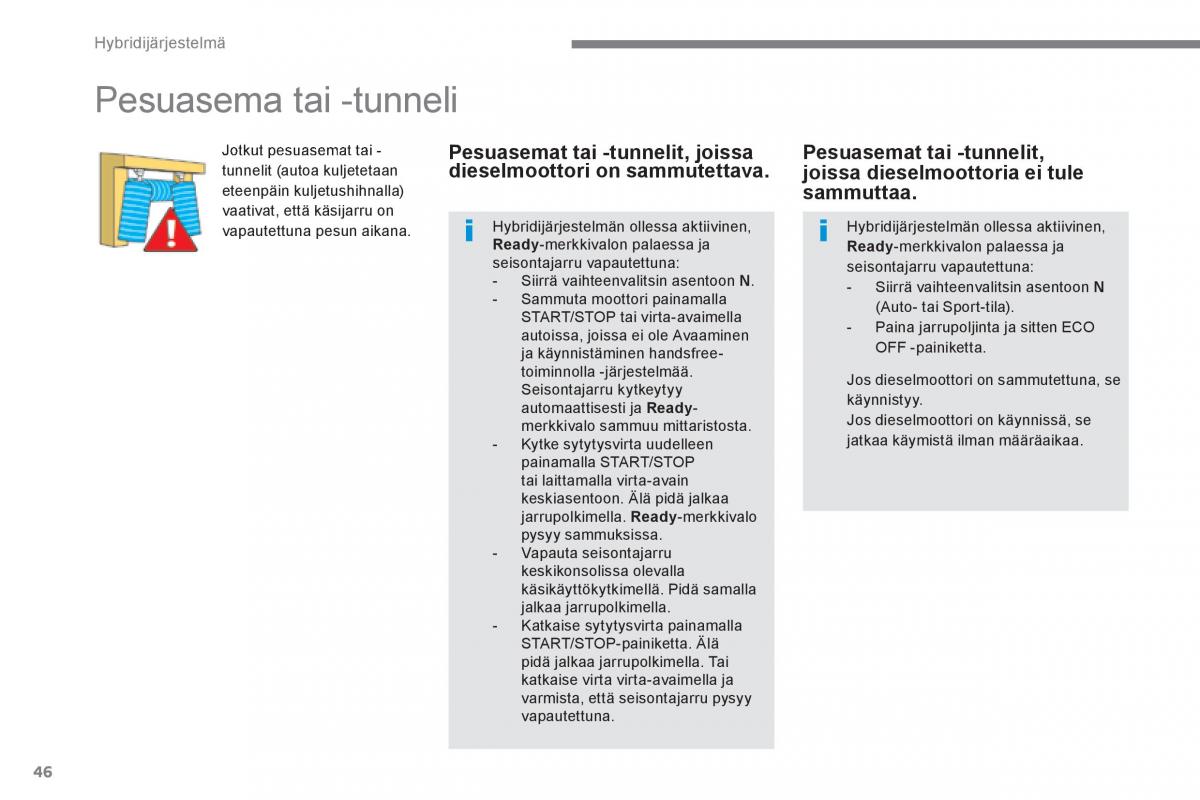 Peugeot 3008 Hybrid omistajan kasikirja / page 48