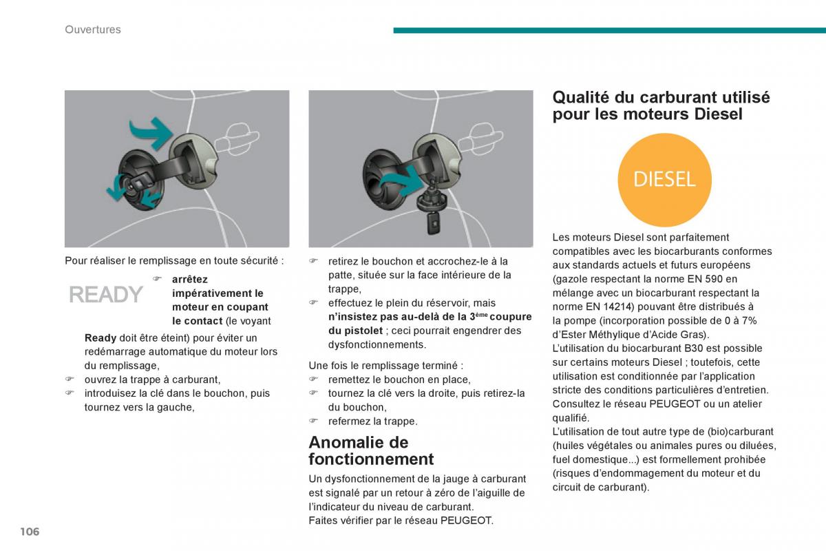 Peugeot 3008 Hybrid manuel du proprietaire / page 108