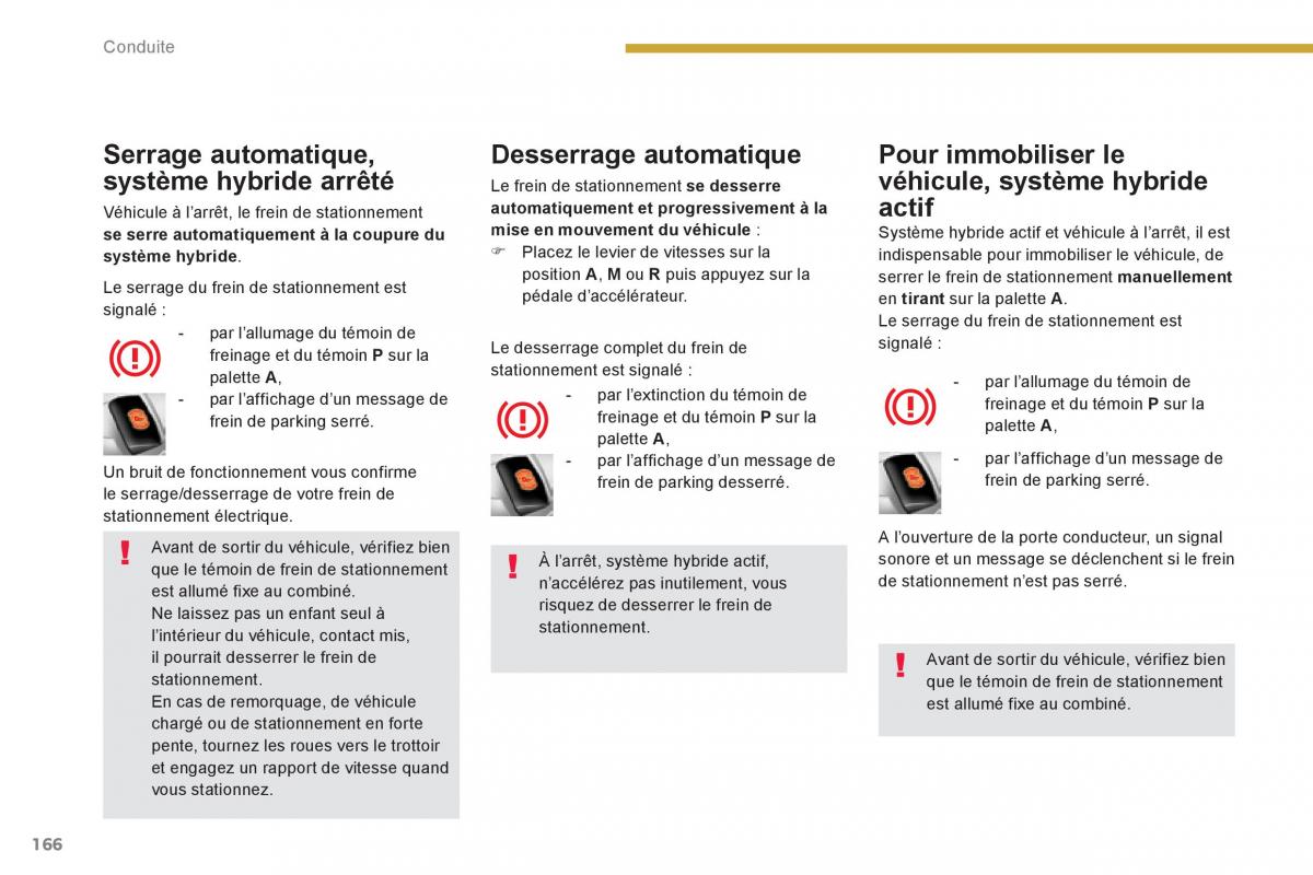 Peugeot 3008 Hybrid manuel du proprietaire / page 168