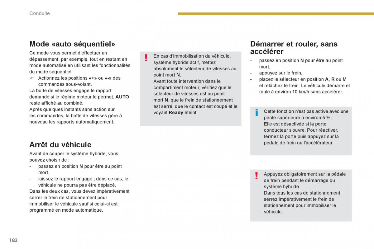 Peugeot 3008 Hybrid manuel du proprietaire / page 184